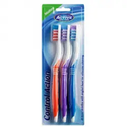 Beauty Formulas - Pack de 3 cepillos de dientes Control Action