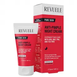 Revuele - *Pure skin* - Crema de noche anti-espinillas con AHA, BHA, PHA y árbol de té