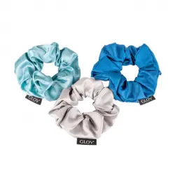 GLOV - Pack de 3 coleteros scrunchie - Satine blue