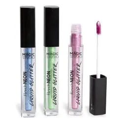 Magic Studio Neon Liq Glitter 1 und Sombra de ojos liquida