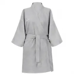 GLOV - Bata de toalla ultra absorbente Kimono Style - Gris