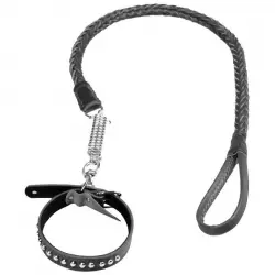 Pack Collar-Correa de Cuero Negro