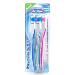 Beauty Formulas - Pack de 3 cepillos de dientes Wave Action