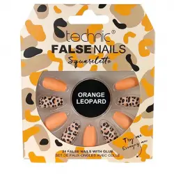 Technic Cosmetics - Uñas postizas False Nails Squareletto - Orange Leopard