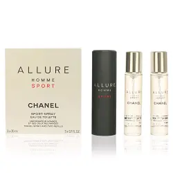 Allure Homme Sport eau de toilette vaporizador de viaje y 2 recargas 3 x 20 ml