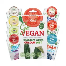 7 Days - Set de mascarillas faciales Go Vegan Healthy Week Colour Diet