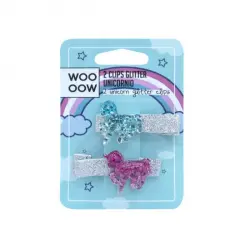 Set 2 clips Glitter Unicornio