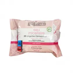 Evoluderm - Toallitas desmaquillantes con agua micelar 25uds - Pieles sensibles