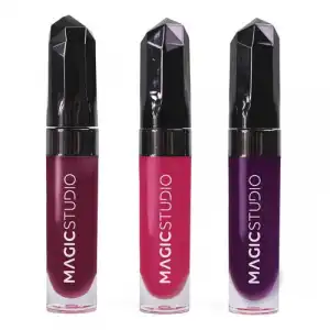 Magic Studio Black Crystal Liquid Lipstick 1 und Labial líquido