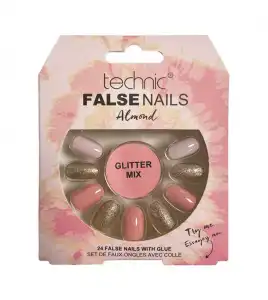 Technic Cosmetics - Uñas postizas False Nails Almond - Glitter Mix