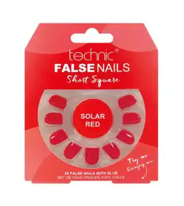 Technic Cosmetics - Uñas postizas False Nails Short Square - Solar Red