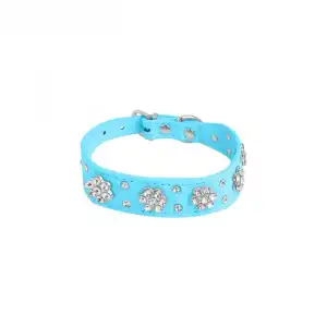 Collar Ancho Azul Flores Strass