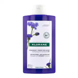 Klorane Centaurea BIO 400 ml Champú Neutraliza los Reflejos Amarillos y Cobrizos - Realza el brillo