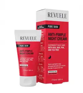 Revuele - *Pure skin* - Crema de noche anti-espinillas con AHA, BHA, PHA y árbol de té