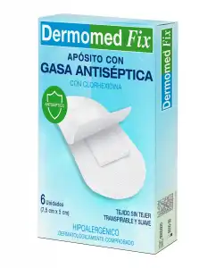 Dermomed Fix - Apósito con gasa antiséptica con clorhexidina Dermomed Fix.