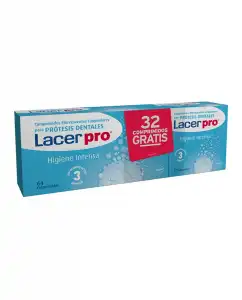 Lacer - 64 Comprimidos Limpieza Prótesis Dental Pro Tabs