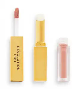 Revolution Pro - Dúo de labial líquido + bálsamo Supreme Stay 24HR - Cashmere