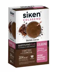 Siken® - 6 Sobres Sustitutivo Colágeno Batido Cacao Siken