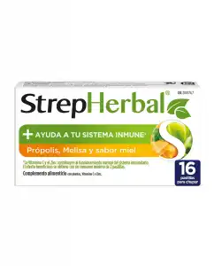 Strepherbal - 16 Pastillas Para Chupar Própolis Y Melisa Sabor Miel