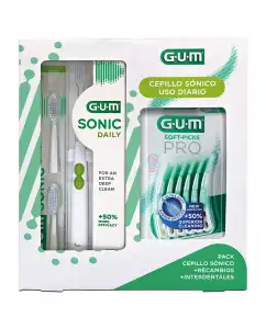 Gum - Pack Regalo Cepillo Sónico: Gum® Sonic Daily + 2 Recambios + Interdentales Gum®.