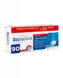 Steradent - 90 Comprimidos Limpiadores Triple Acción