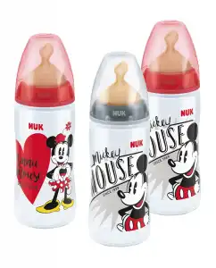 Nuk - Biberón First Choice+ PP Mickey Mouse 0-6 Meses M Látex 300 Ml