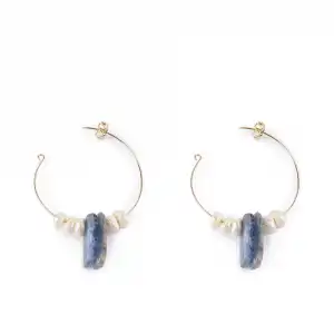 Lao Blue 4CM pendientes #oro brillo 1 u