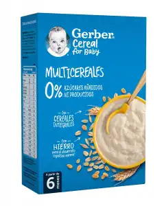 Gerber - Papilla Multicereales 0 % Azúcares Añadidos Ni Producidos Desde 6 Meses 270 G