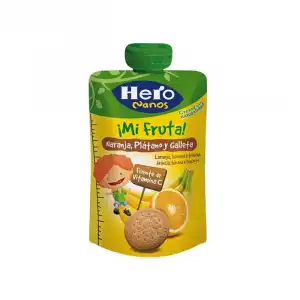 Bolsita Mi fruta de Naranja, Plátano y Galleta Hero Nanos 100 gr