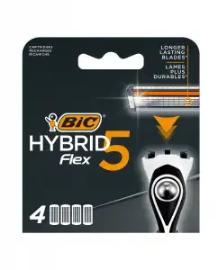 BIC - Recambios Para Maquinilla De Afeitar Hybrid 5 Con 4 Recargas