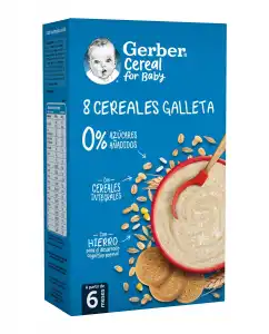 Gerber - Papilla 8 Cereales Galleta Desde 6 Meses 500 G