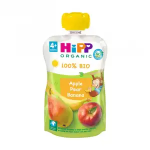 Hippis 100% frutas manzana, pera y plátano ecológico 100 gr