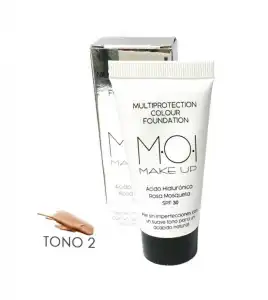 M.O.I. Skincare - Base de maquillaje con ácido hialurónico y rosa mosqueta SPF30 Multiprotection Colour - 02