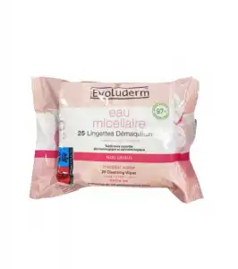 Evoluderm - Toallitas desmaquillantes con agua micelar 25uds - Pieles sensibles