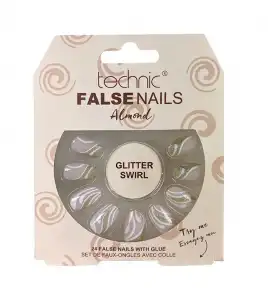 Technic Cosmetics - Uñas postizas False Nails Almond - Glitter Swirl