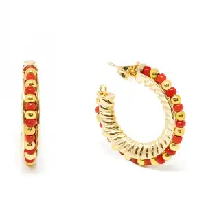 Etiopia Rojo 3CM pendientes #oro brillo 1 u